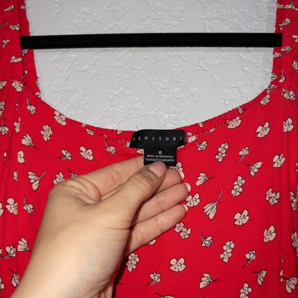 New Sanctuary Red Wildflower Floral Cilia Long Sleeve‎ Mini Dress 8 - Picture 4 of 7